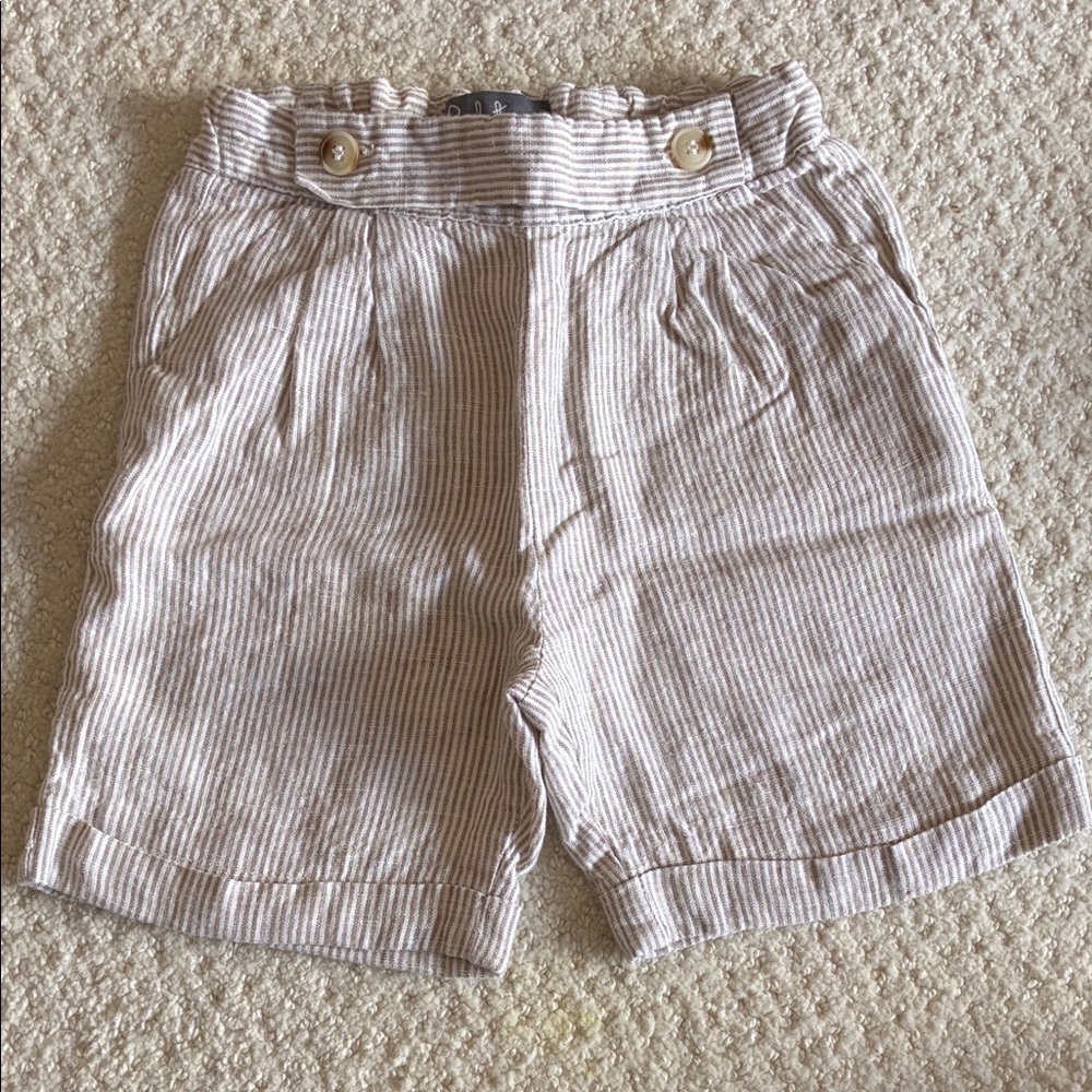 Belati Striped Shorts with Button Detail